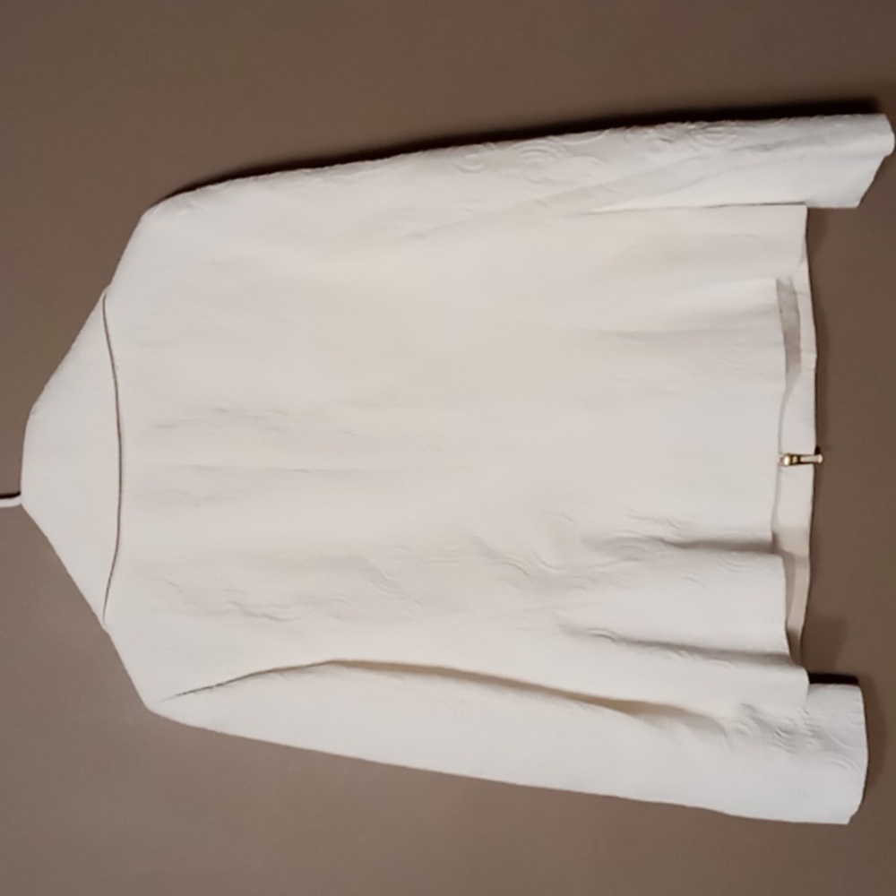 Dana Buchman Full Zip White Jacket w White Swirls Size 8 - Picture 2 of 9